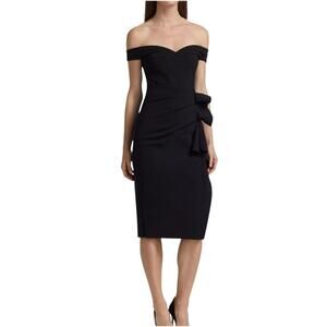 Chiara Boni Elegant Black Off-Shoulder Midi Dress